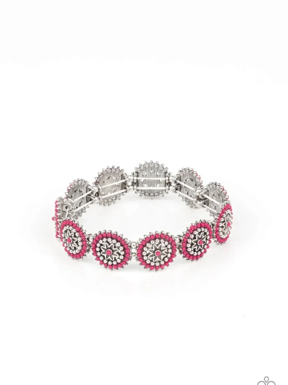 Paparazzi Jewelry Accessories - Bohemian Flowerbed - Pink Bracelet - Vintage - Picture 2 of 4